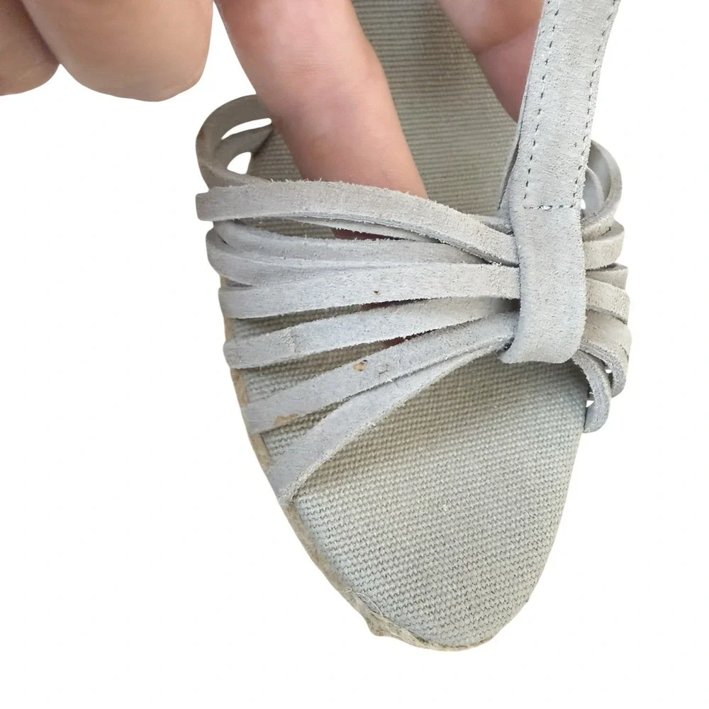 Kanna Womens Espadrille Wedge Strappy Sandals Gray Blue Size 39 US 8.5 Spain